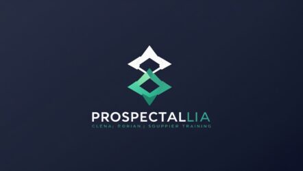 Logotipo de Prospectallia B2B en blanco y verde sobre fondo azul oscuro, empresa experta en generación de prospectos, captación de leads y formación en ventas B2B.