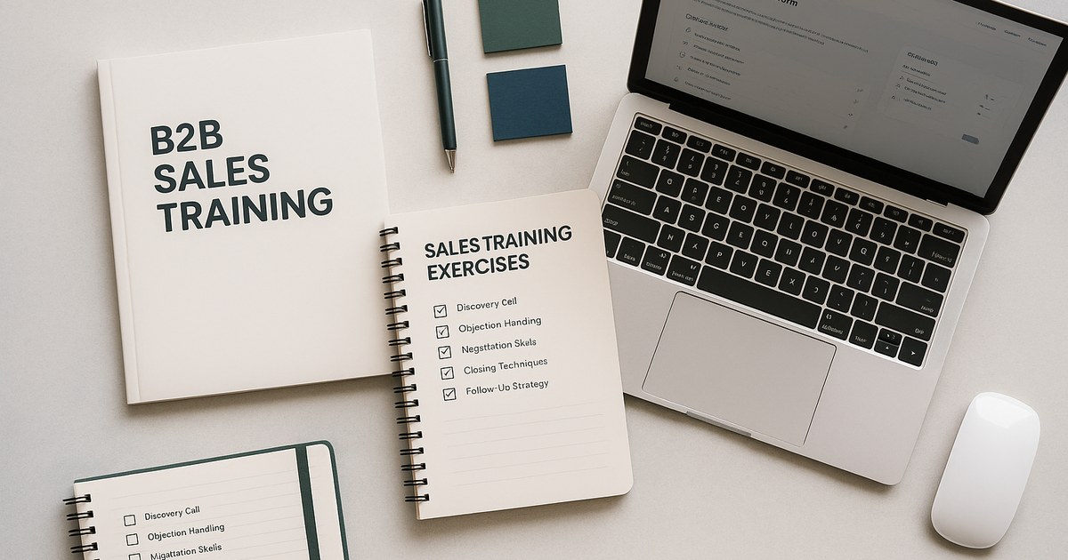 Materiales de formación con manual, ejercicios y plataforma LMS en un portátil